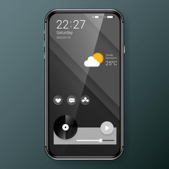 dark black theme user interface home mobile app menu