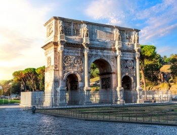 The Arch of Constantine, famous landmark of Rome, Italy.