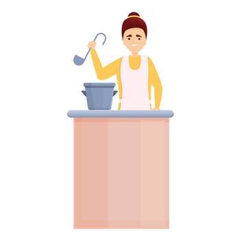 Soup home cooking icon cartoon vector. Mom kitchen. Cook household. Soup home cooking icon cartoon vector. Mom kitchen