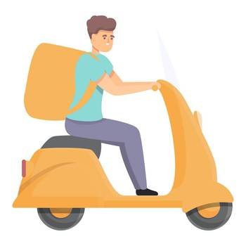 Courier biker icon cartoon vector. Delivery man. Food box. Courier biker icon cartoon vector. Delivery man