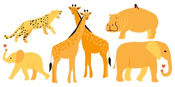 Ready for cards, posters, prints and other usage. Vector set of african animals in geometric style