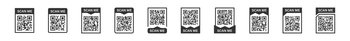 Scan QR code icon set. Template of frames barcode. Web and mobile app. Vector illustration