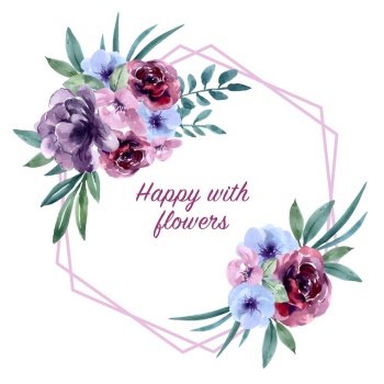 Bouquet card design for Special Occasion , exotic watercolor vector illustration design template