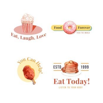 Logo with world food day concept design for restaurant and branding watercolor vector