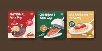 Banner template with pasta cancept,watercolor style
