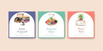 Banner template with self care hobbie concept,watercolor style

