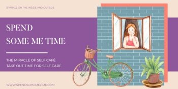 Blog header template with self care hobbie concept,watercolor style
