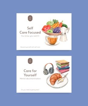 Facebook template with self care hobbie concept,watercolor style
