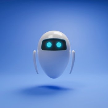 Floating minimal robot, future technology, 3D illustration