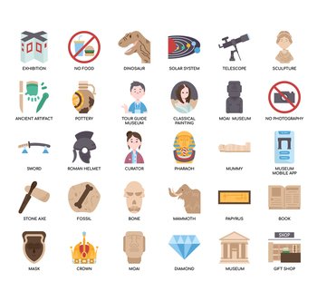 Set of Museum thin line icons for any web and app project.