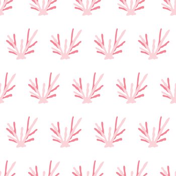 Sea animal seamless pattern with pink coral. Undersea world habitants print. Hand drawn underwater life vector illustration. Funny cartoon marine animals character for kid fabric, textile.. Sea animal seamless pattern with pink coral. Undersea world habitants print.