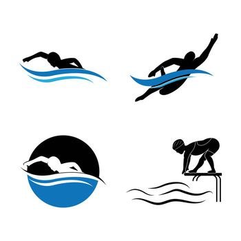 Swimming logo designs vector template