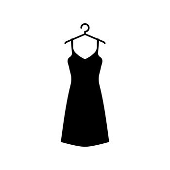 Black dress on the wardrobe hanger vector illustration