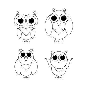 Owl. Vector outline illustration isolated on white background. Decoration for greeting cards, posters, flyers, prints for clothes.