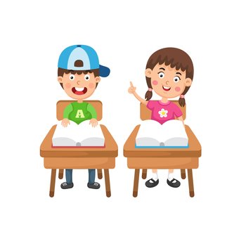 boy and girl reading book illustration vector