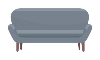 Gray sofa semi flat color vector object. Full sized item on white. Modern couch for living room. Contemporary furniture store simple cartoon style illustration for web graphic design and animation. Gray sofa semi flat color vector object
