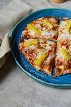 homemade flatbread pizza with mozzarella cheese. homemade flatbread pizza