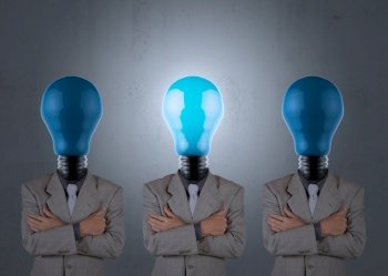 businessman with light bulb head as looking for the talent concept