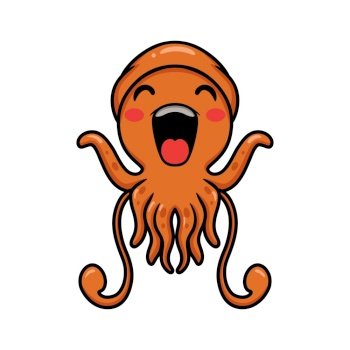 Cute little squid cartoon laughing