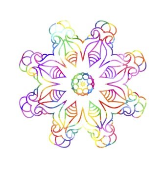 Ornamental retro Mandala. Watercolor painting on paper. Decorative watercolor round pattern in rainbow colors.