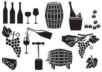Wine drink vector icons set 
