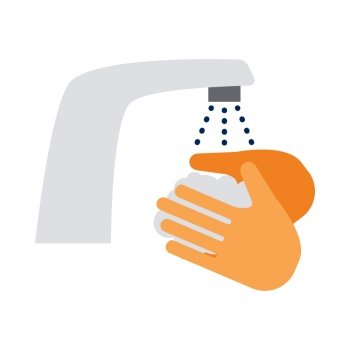 Prevention of Coronavirus Disease 2019 (COVID-19). Hand Washing Icon. Flat Color Design. Vector Illustration.