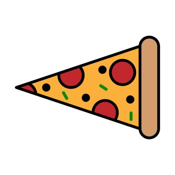 Slice of pizza in flat style. Food illustration. Cartoon icon. Vector illustration. stock image. EPS 10.. Slice of pizza in flat style. Food illustration. Cartoon icon. Vector illustration. stock image. 