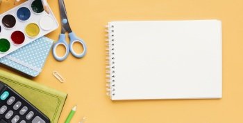 set of stationery next to sketch pad 1. Resolution and high quality beautiful photo. set of stationery next to sketch pad 1. High quality and resolution beautiful photo concept