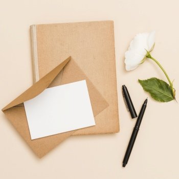 top view envelope flower book. Resolution and high quality beautiful photo. top view envelope flower book. High quality and resolution beautiful photo concept