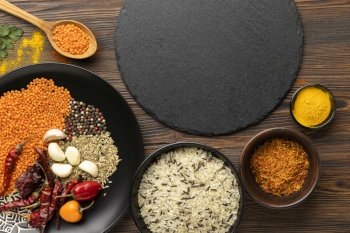 top view indian meal ingredients. High resolution photo. top view indian meal ingredients. High quality photo