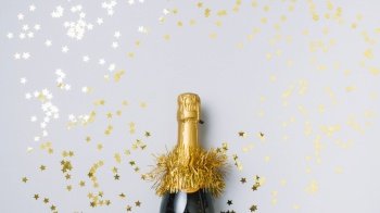 champagne bottle with star spangles