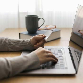 woman working laptop from home