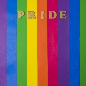 wooden pride word bright lgbt flag