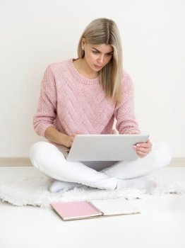 woman sitting floor attending course