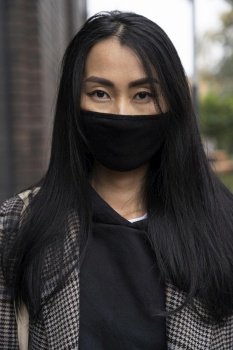 front view woman wearing mask