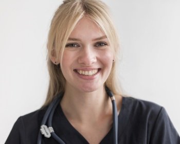 smiley nurse with stethoscope