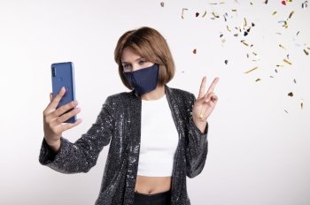 woman wearing face mask taking selfie 5