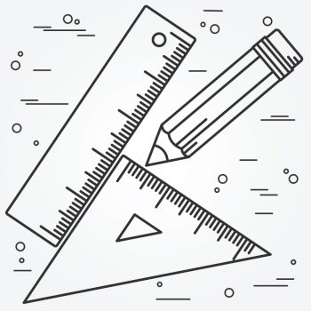 Ruler, angle and pencill thin line design. Ruler, angle and pencill pen Icon. Ruler, angle and pencil Icon Vector.Ruler, angle and pencil Icon Drawing.Ruler, angle and pencil  Image. Ruler, angle and pencil penl Icon GraphicRuler pen Icon Art. Think line icon.