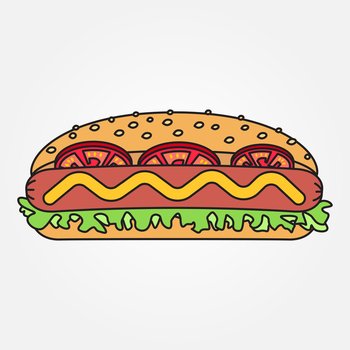 Vector thin line icon  hot dog. For web design and application interface, also useful for infographics. Vector dark grey. Vector illustration.. Vector thin line icon  hot dog. For web design and application i
