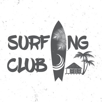 Surf club concept. Vector Summer surfing retro badge. Surfing concept for shirt or logo, print, stamp. Surf icon design. - stock vector.. Surf club concept.