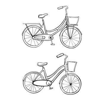 Hand drawn bicycles. Vector sketch illustration
