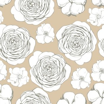 Vector seamless pattern with   flowers  and cotton balls 