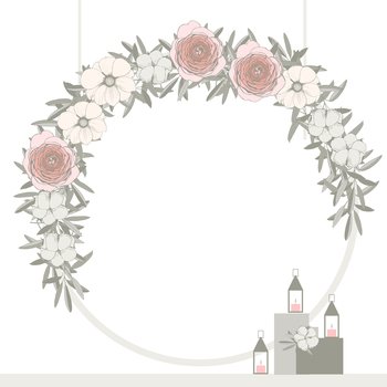 Wedding arch with flowers . Vector illustration.. Wedding arch. Vector illustration.