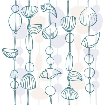 Vector background with shell curtain