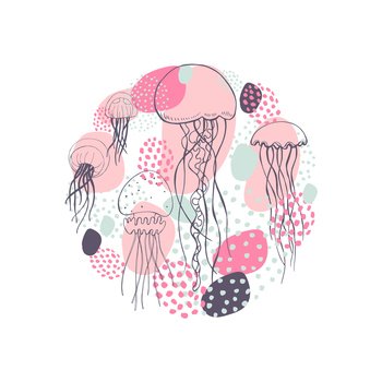 Hand drawn  jellyfish. Vector sketch  illustration.