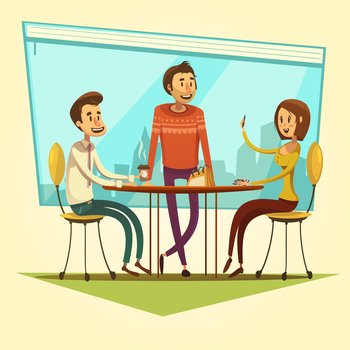 Business meeting and coworking with table and coffee on yellow background cartoon vector illustration . Business Meeting Illustration 