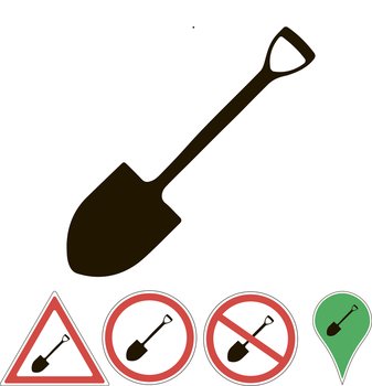 signs  shovel on white. shovel