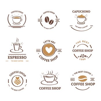 coffee shop icon badge label logo set