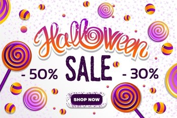 Halloween sale banner with white background and sweet. Halloween sale banner with white background and sweets