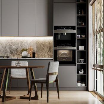 Modern luxury kitchen interior design, 3d rendering